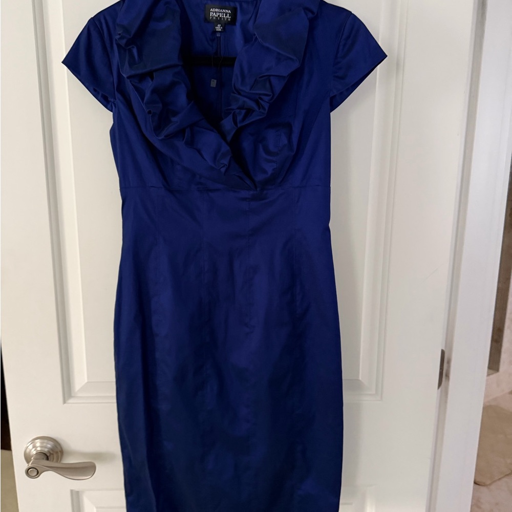 Adrianna Papell Royal Blue Ruffled knee length Dress
